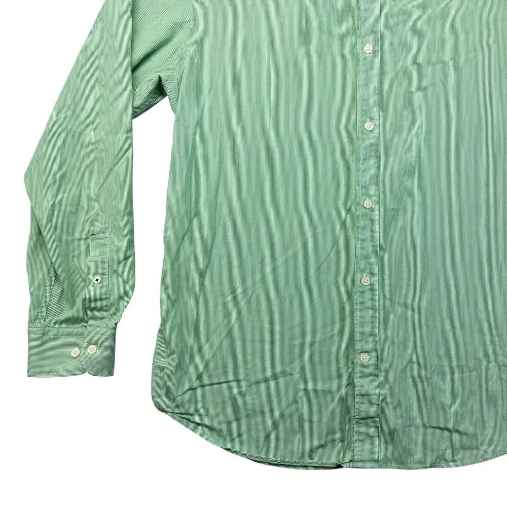 Banana Republic Shirt Mens Extra Large Green Slim Fit Striped Soft Wash Tailored
